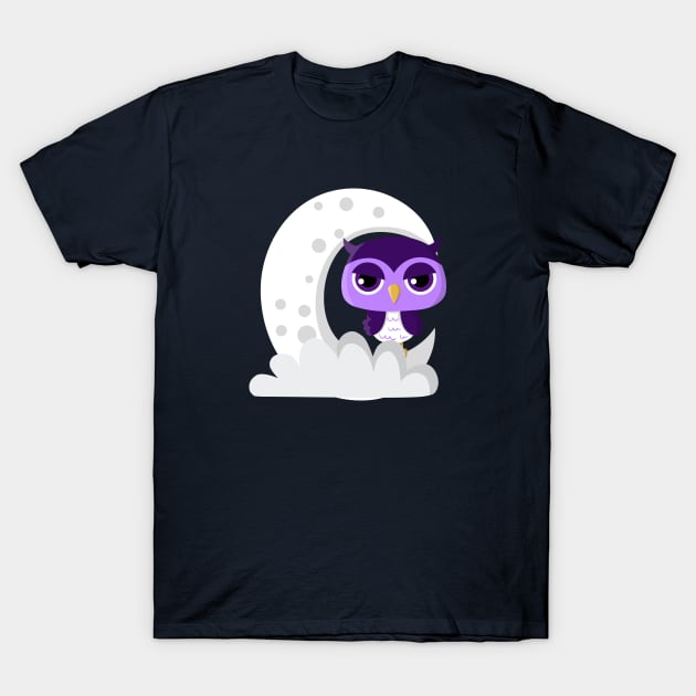 Owl and moon T-Shirt by JoanaJuheLaju1